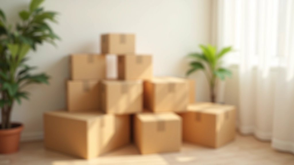 Caixas de doação prontas ao lado de espaço vazio em apartamento