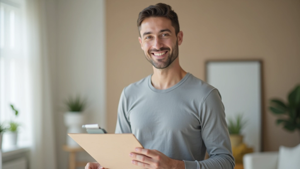 Consultora de design minimalista trabalhando com cliente em sala de estar moderna