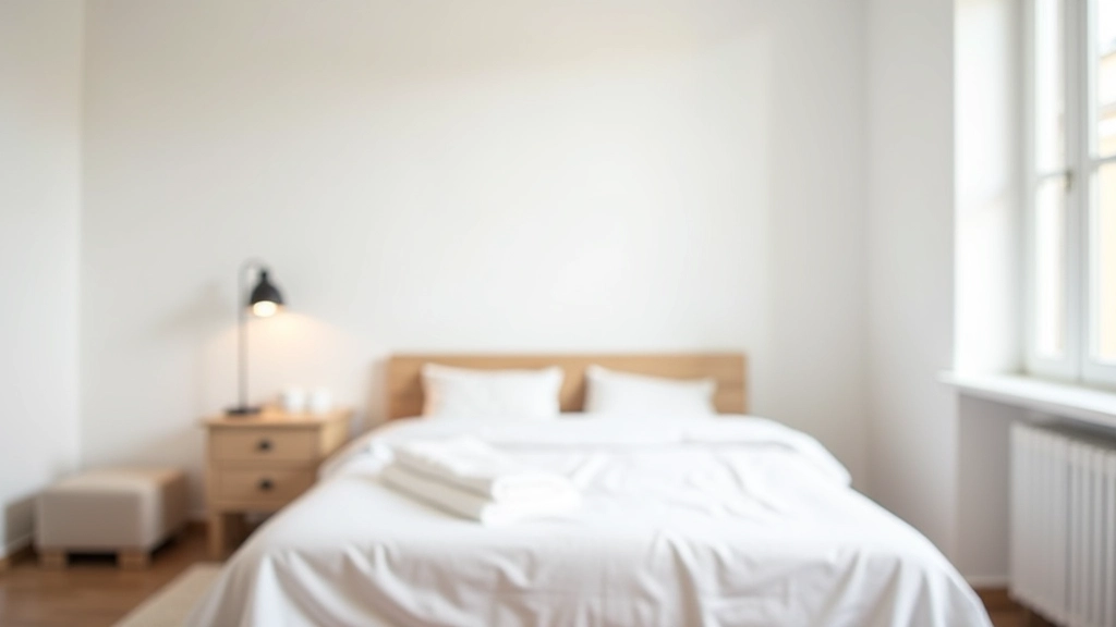 Quarto minimalista com organização funcional e linhas limpas