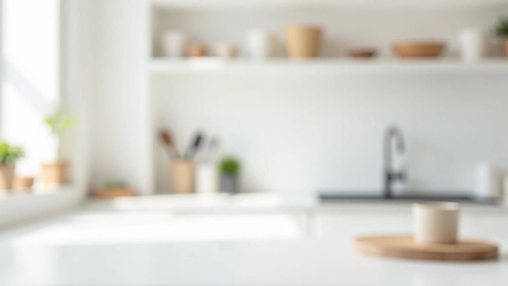 Cozinha moderna com bancada minimalista, sem desordem visual, organização visível