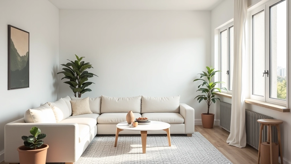 Sala de estar tradicional portuguesa com design minimalista moderno